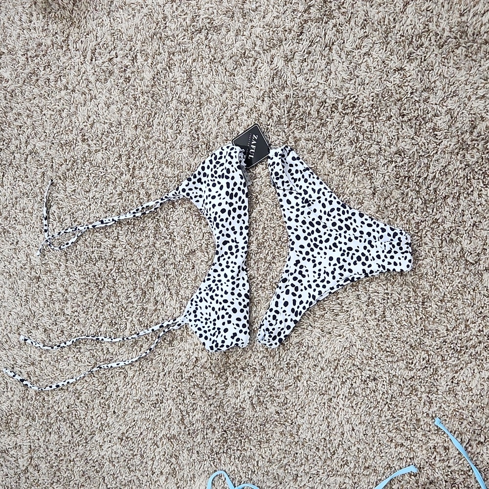 Zaful White and Black Dalmatian Print Bikini